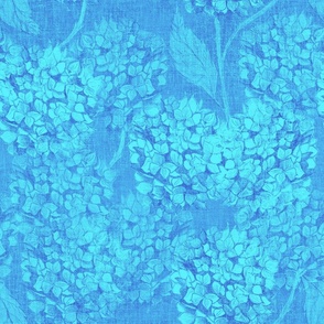 pop art bright colored floral print in cyan blue cobalt for bright vintage flowers
