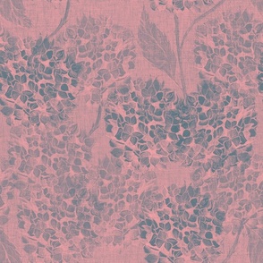 Block print inspired floral print in peach pink grey blue shadow vintage flowers