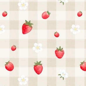 [regular] Strawberry Gingham — Oatmeal