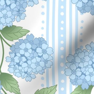 Granny Chic Hydrangea Ticking - light blue