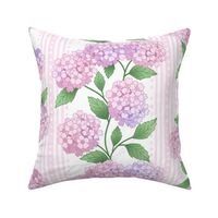 Granny Chic Hydrangea Ticking - pale pink and purple