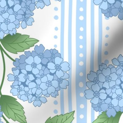 Granny Chic Hydrangea Ticking - cornflower blue