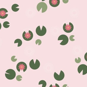 Lily Pad and The Pink Lotus Flower on  Pink