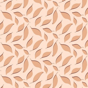 Warm minimalism tossed leaves in sand and terra-cotta