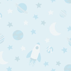 Light Blue - Space themed Nursery / Childrens pattern