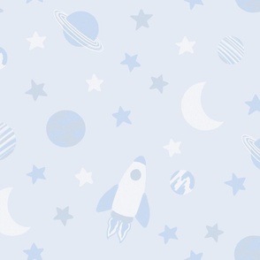 Warm Blue - Space themed Nursery / Childrens pattern