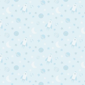 Light Blue Space - small children's fabric pattern