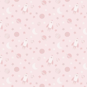 Pink Space - children's small fabric pattern