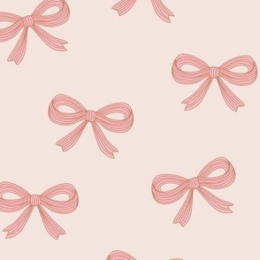 Scandinavian vintage bow - Freehand striped bows boho minimalist design for girls pink on sand