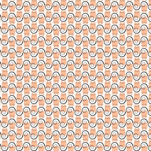 cat - peach fuzz figaro cat micro - pantone color of the year 2024 - cute geometric cats - cat fabric and wallpaper