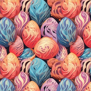 orange red gold and blue easter eggs watercolor