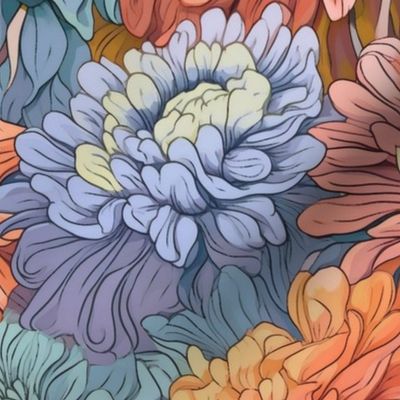 bright and brilliant floral zinnias in red orange and blue green purple