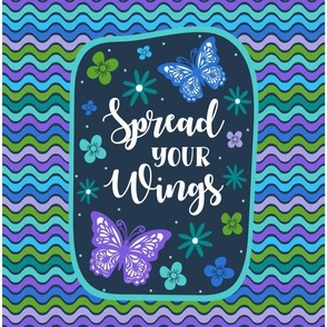 14x18 Panel Spread Your Wings Butterflies in Navy for DIY Garden Flag Small Wall Hanging or Tea Towel
