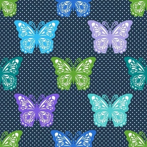 Bigger Scale Spread Your Wings Butterflies in Navy