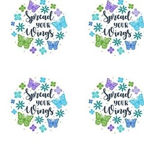 3" Circle Panel Spread Your Wings Butterflies for Embroidery Hoop Projects Quilt Squares Iron on Patches