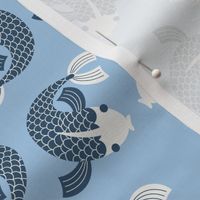 Japanese Koi Carp fish - Japandi animals navy blue