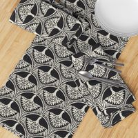 Flying birds textured linen charcoal small