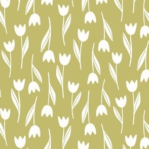 Tulips / green beige / two-directional floral tulip pattern for your next spring DIY | Happy Easter Collection