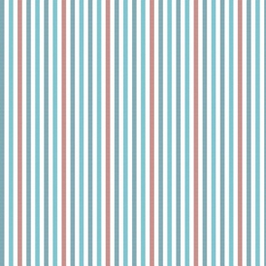 vertical ticking stripes in red, blue and white | small