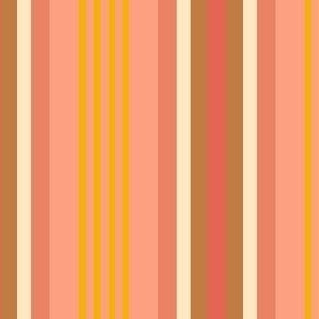 Bright colorful and fun vertical stripes large: in peach, terracotta and yellow