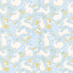 (S) Boho Whimsical Rabbits and Mushrooms Spring Easter Baby Sky Blue #easterrabbits #Springdecor #pasteldecor #kidsdecor #kidsapparel