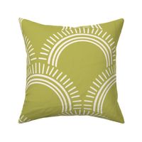 Scallop Radiant Pastel Green Sunburst with Rays - Arches Pattern