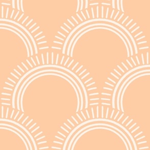 Scallop Radiant Peach Sunburst with Rays - Arches Pattern
