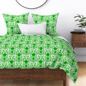Fruity Retro Big Modern Apples And Grapes Grass Green On White  Wallpaper Style Retro Modern Cottagecore Scandi Flower Repeat Pattern