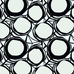70s retro inspired Circles | Large Version | Black and white 1970s vintage circle print
