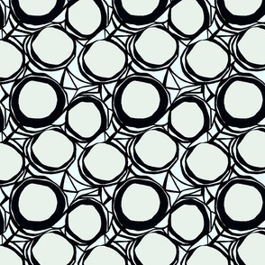 70s retro inspired Circles | Medium Version | Black and white 1970s vintage circle print
