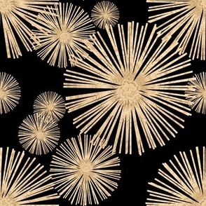 Medium Gold fireworks at night / Sun / Star / July 4 / Floral