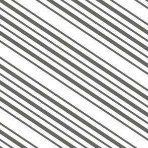Diagonal Stripes in Charcoal Grey on White 