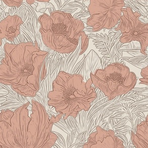 Floral graphic design pink peach