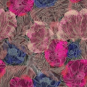 Floral graphic design magenta