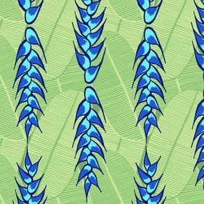 bromeliad flowers and leaves in stripes 