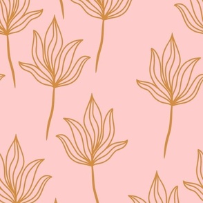 minimalist flower - golden orange and soft pink