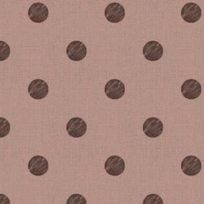 Small  textured polka dots in earthy minimalist style mahogany brown and faux burlap texture on dark beige brown