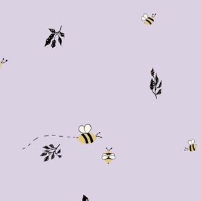 Bees and Leaves - lilac