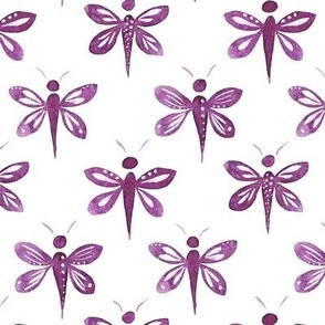 Purple  monocolor butterflies. Hand painted watercolor style