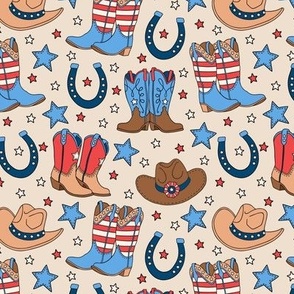 Patriotic Cowboy on Brown (Small Scale) 