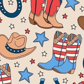 Patriotic Cowboy on Brown (Medium Scale) 