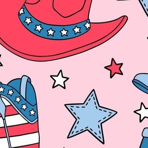 Patriotic Cowboy on Pink (Large Scale) 