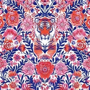 Beautiful tiger folkloric pink floral 