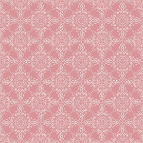 (S) Boho Painted Feathered Tile Monochromatic Dusty Rose  and White