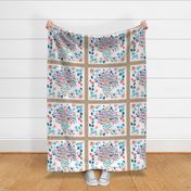 Spring Bouquet Cheater Quilt Pink and Blue on White