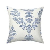 Handdrawn, Toile, Blue and White, Vintage, Damask, Crest, Pattern, Kitchen, Accent Wall, Vintage Inspired, Busy, Maximalist 