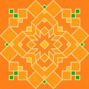 Marigold Geometric Digital Art Quilt Block Design