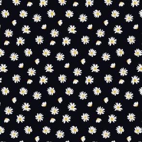 White daisies on soft black 90s tossed scattered (small)