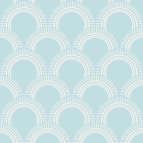 Scallop Radiant Light Blue Sunburst with Rays - Arches Pattern SMALL