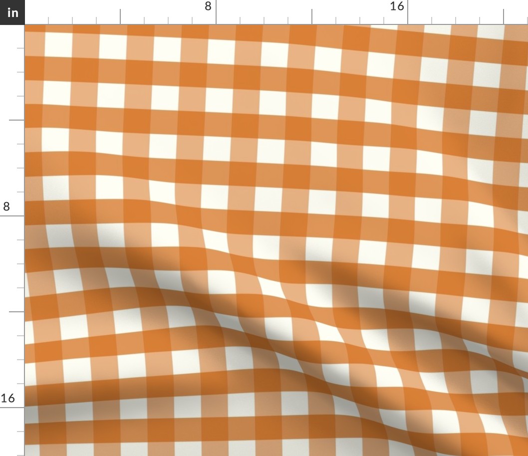 1 inch Large Cinnamon golden orange brown gingham check - earthy warm cottagecore grandpacore country plaid - perfect for wallpaper bedding tablecloth halloween